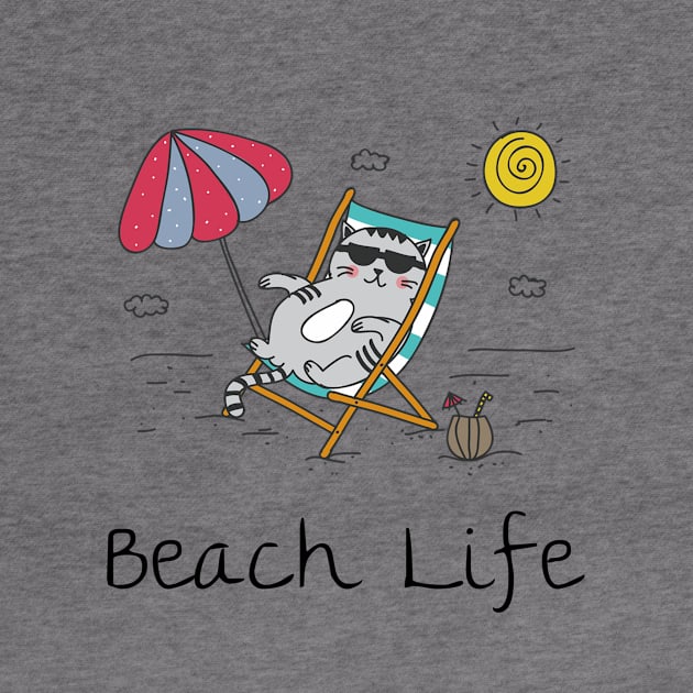 Beach Life Cat in Beach Chair by Bunnuku